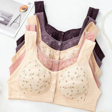 Buy 2, Get 1 Free — Anti‑Sagging Front‑Open Cotton Bra with Cooling Fabric