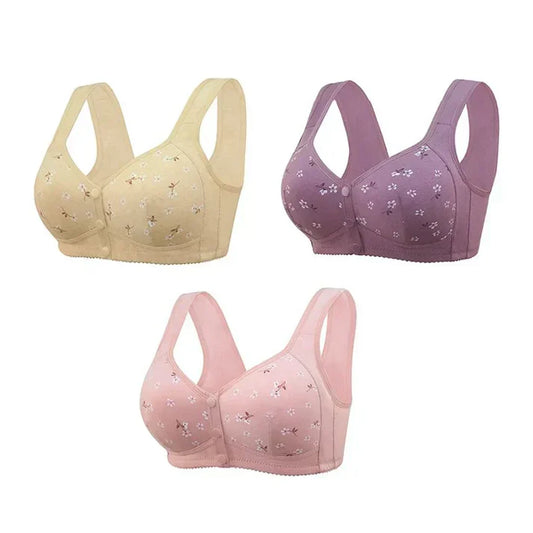 Buy 2, Get 1 Free — Anti‑Sagging Front‑Open Cotton Bra with Cooling Fabric